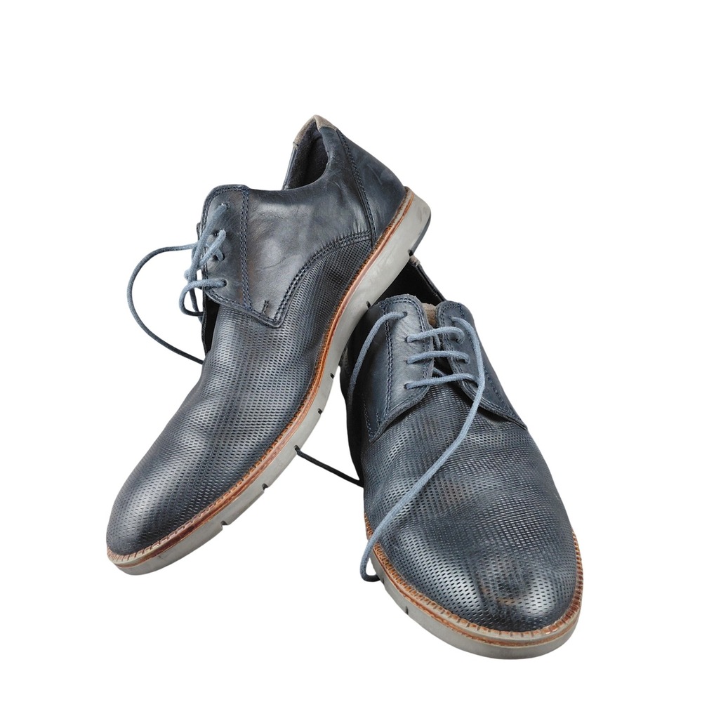 Josef Seibel Mens Navy Blue Leather Perforated Derby Shoes 21709 Size 41